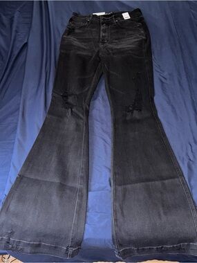 Judy Blue Black Distressed Flare Jeans